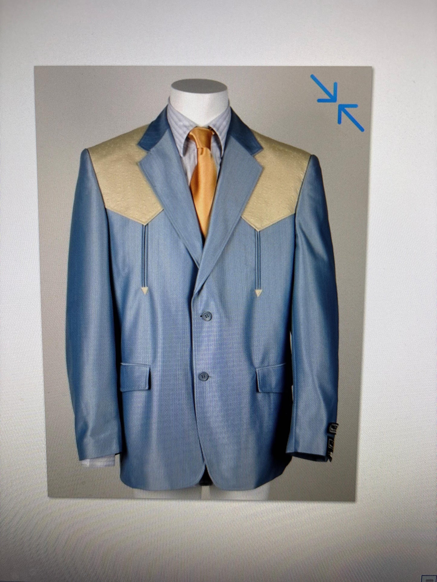 Men’s Steel - Light Blue and Bone Color Western Cowboy Blazer – Shiny Country Style Dress Jacket for Rodeo Saco De Hombre Vaquero