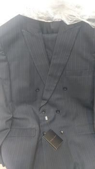 Men’s Black Pinstripe Double Breasted Suit – Classic Formal Business Suit Office and Evening Wear Modern Fit Conservative pattern