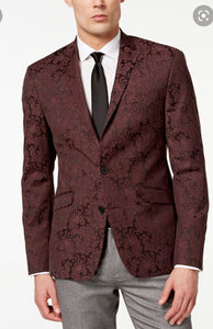 Mens Burgundy and Black Paisley Tuxedo Blazer – Slim Fit Formal Dinner Jacket - Image 4