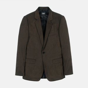 Men’s Vintage Dark Brown Pinstripe Blazer – Classic Retro Sport Coat Outfit