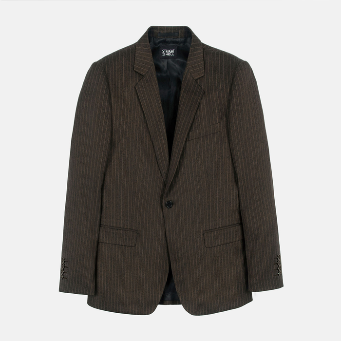 Men’s Vintage Dark Brown Pinstripe Blazer – Classic Retro Sport Coat Outfit