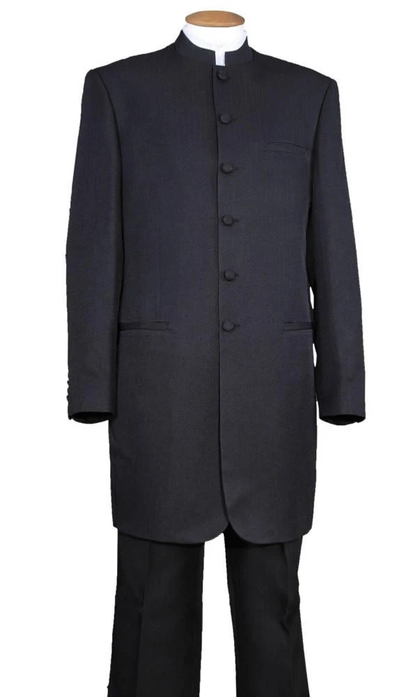 Men’s Black Mandarin Collar Suit – Matrix Neo Inspired Long Jacket & Pants Formal Suit