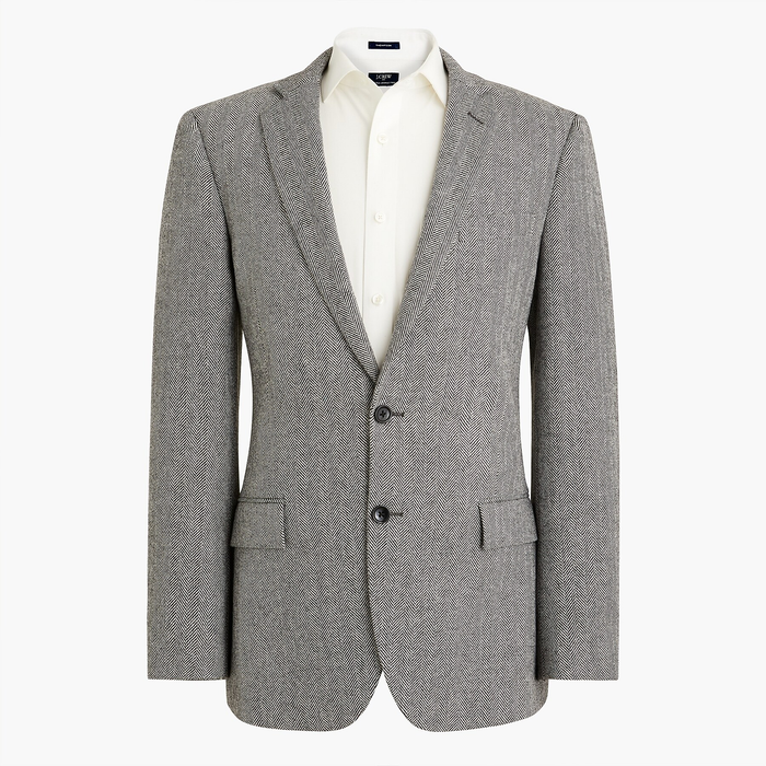 Men’s Light Grey & Black Herringbone Western Blazer – Cowboy Sport Coat Jacket