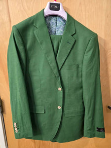 Men’s Emerald Green Linen Suit Set – Lightweight Summer Blazer and Pants, Casual Formal Summer Suit, Breathable Wedding Party Outfit