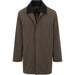Mens Olive Brown Trench Coat Raincoat – Classic Water Resistant Long Coat with Zip and Button Closure for Business, Travel and Everyday Outerwear