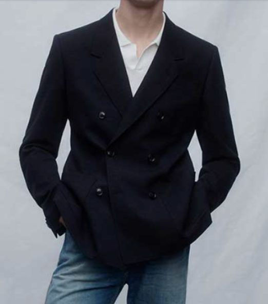 Men’s Navy Blue Double Breasted Blazer – Formal Sport Coat