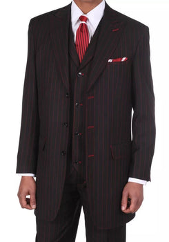 Mens Black and Red Pinstripe Zoot Suit – 1920s Gangster Vintage 3-Piece Suit for Formal, Prom, and Themed Events - Image 7