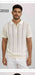 Mens Cream Ivory Off White Knit Walking Suit Set – Lightweight Short Sleeve Shirt and Pants Outfit for Summer, Vacation and Casual Wear