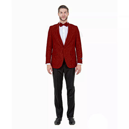 Big and Tall Men’s Burgundy Paisley Tuxedo Jacket – Satin Shawl Lapel Blazer with Bow Tie for Weddings, Proms, and Special Events - Image 7