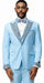 Mens Light Blue 3 Piece Prom Tuxedo – Sky Blue Formal Suit with Sequin Lapel Wedding Party Tuxedo Set in Baby Blue
