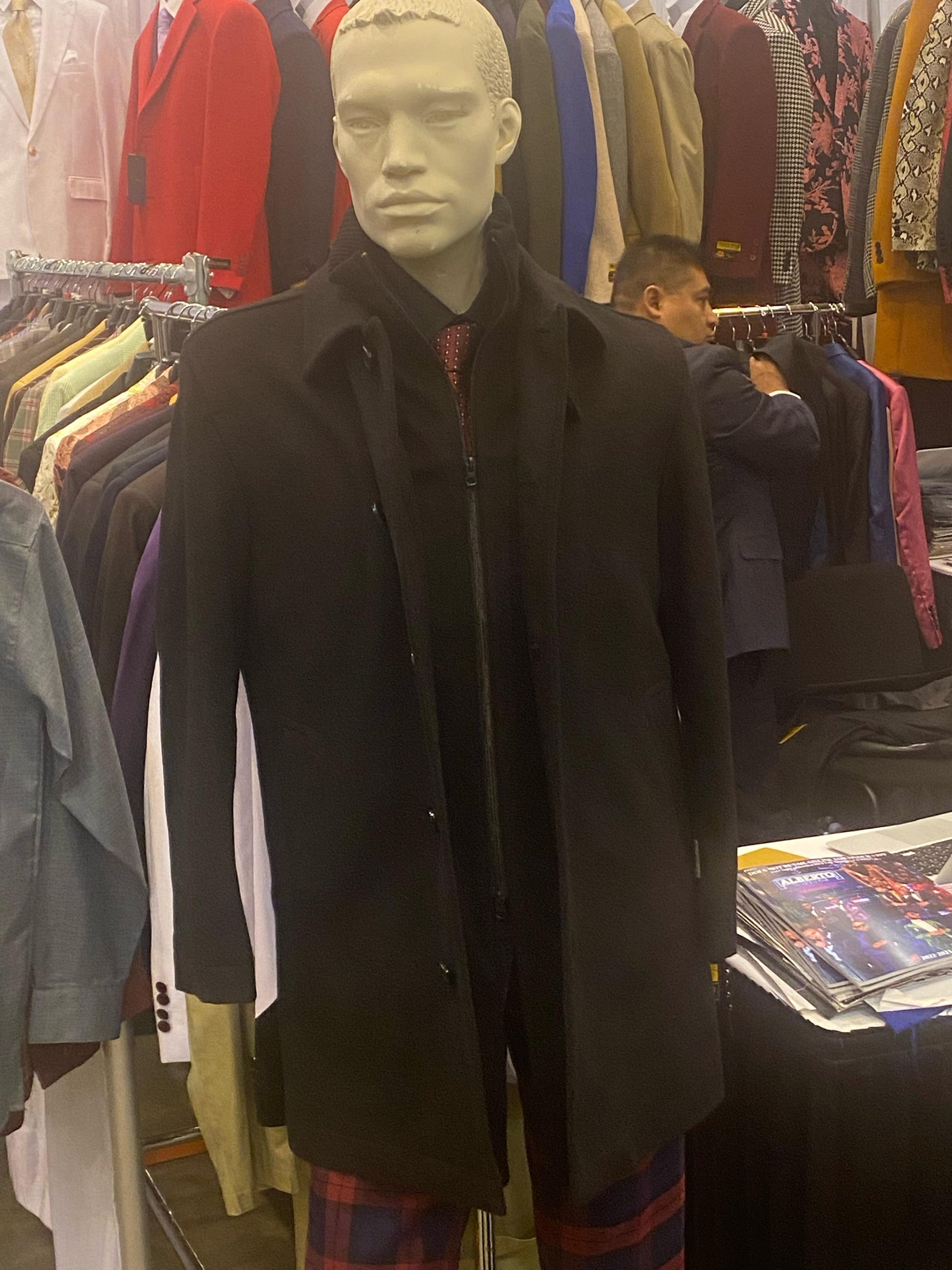 Mens Black Wool Overcoat – Classic Single-Breasted Winter Coat for Business and Formal Wear - Image 6