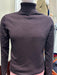 Men's Brown Turtleneck Sweater – Classic Slim Fit Knit Pullover for Fall and Winter