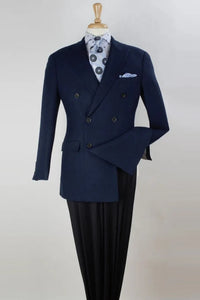 Men’s Navy Blue Double-Breasted Blazer - Suit Jacket – Premium Tailored Fit Formal Wedding and Business Sport Coat