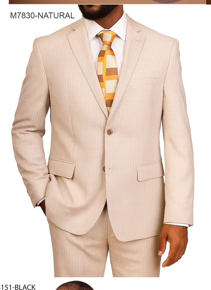 Vitali Men’s Natural Beige Pinstripe Suit – Summer Tan Pinstripe  Weddings and Business Wear Modern Fit