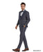 Men’s Charcoal Gray with blue Trim Slim Fit 3-Piece Suit – Modern Wedding and Business Formal Tuxedo Set
