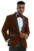 Men’s Brown Camel Bronze Velvet Tuxedo Jacket, Shawl Lapel Wedding Prom Dinner Blazer - Blazer Sportcoat
