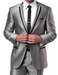 Men’s Silver Sharkskin Tuxedo Suit with Black Piping – Shiny Two Button Formal Suit for Wedding, Prom and Party Wear