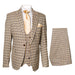 Men’s Beige and Navy Check 3-Piece Suit Set – Premium Tailored Fit Formal Wedding and Business Suit By Rossiman