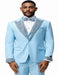 Sky Blue Prom Tuxedo - Perfect Wedding Suit Vested Rhinestone sequin Lapelled
