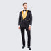 Men’s Black and Gold Jacquard Tuxedo Suit – Luxury Slim Fit Formal Wedding, Prom, and Gala Outfit