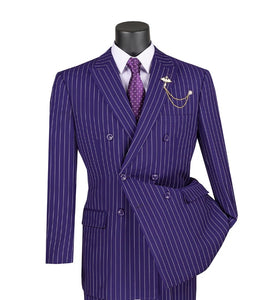 Men’s Purple Pinstripe Mardi Gras Suit | Classic Double Breasted Formal Carnival Suit