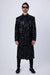 Men’s Black Sequin Long Coat with Satin Shawl Lapel – Luxury Statement Evening Overcoat
