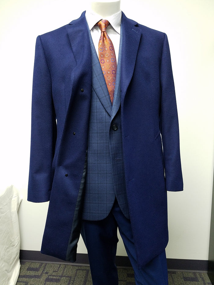 Mens Cobalt Blue Wool and Cashmere Car Coat Overcoat – Classic Winter Topcoat for Indigo Sapphire Color (light Navy Dark Royal) - Image 8