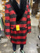 Mens Red and Black Plaid Wool Overcoat with Black Faux Fur Shawl Collar – Double-Breasted Winter Coat - Tartan Designs