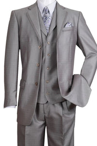Men’s Light Gray 3-Piece Modern Fit Suit with Vest – Classic Formal Business and Wedding Attire