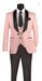 Men’s Blush Pink Tuxedo Suit Set with Black Shawl Lapel – 3 Piece Formal Wedding and Party Prom Vest + Black Pants