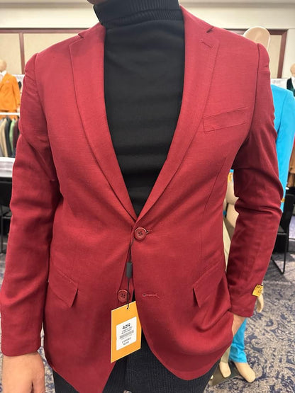 Men’s Burgundy Red - Wine  Two-Button Sport Coat – Stylish Blazer for Business, Parties