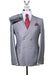 Mens Light Grey Double-Breasted Suit – Classic Slim Fit Business and Wedding Formal Attire