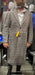 Men’s Full length  Long Plaid Overcoat – Classic Checkered Wool Blend Winter Coat in Gray Color Checkered
