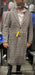 Men’s Full length  Long Plaid Overcoat – Classic Checkered Wool Blend Winter Coat in Gray Color Checkered