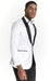 Men’s White Dinner Jacket Disco Blazer 1980s Sequin Style Jacket – Black Lapel Party Blazer, Formal Masquerade Club Wear Paisley Fabric + Bowtie