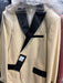 Men’s Ivory Dinner Jacket - Cream Velvet Blazer with Black Satin Lapel | Wedding and Party Formal Sport Coat in off white
