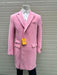 Men’s Pink Wool Blend Long Overcoat – Slim Fit Tailored Winter Coat - Carcoat - Topcoat