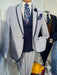 Men's White and Navy Pinstripe Suit with Contrast Trim – 3-Piece Seersucker Style Set for Weddings and Summer Events