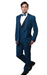 Men’s Teal Blue Western Tuxedo Suit, 3 Piece Cowboy Formal Wedding Prom Suit with Black Shawl Lapel Saphire