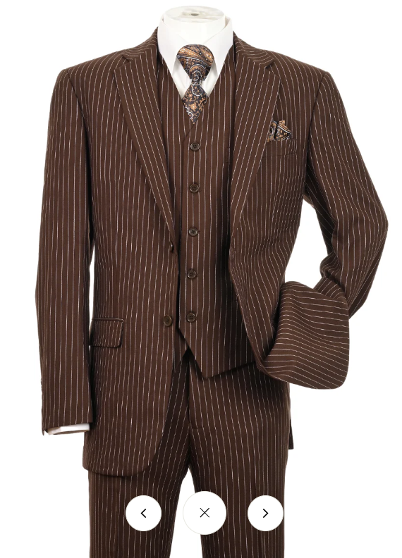 Men’s Brown Pinstripe Edwardian 3 Piece Suit – Vintage Victorian Wedding Suit with Vest