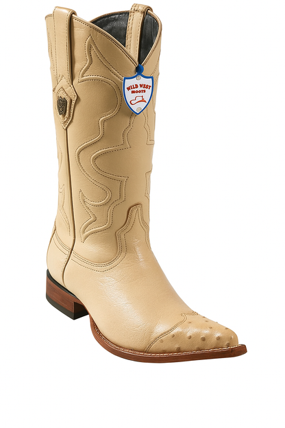 Men's Wild West Smooth Ostrich Skin 3X Toe Boots 29504-B - Image 17