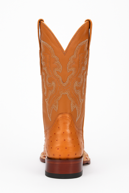 Men's Los Altos Ostrich Skin Wide Square Toe Boots - Honey - Image 3