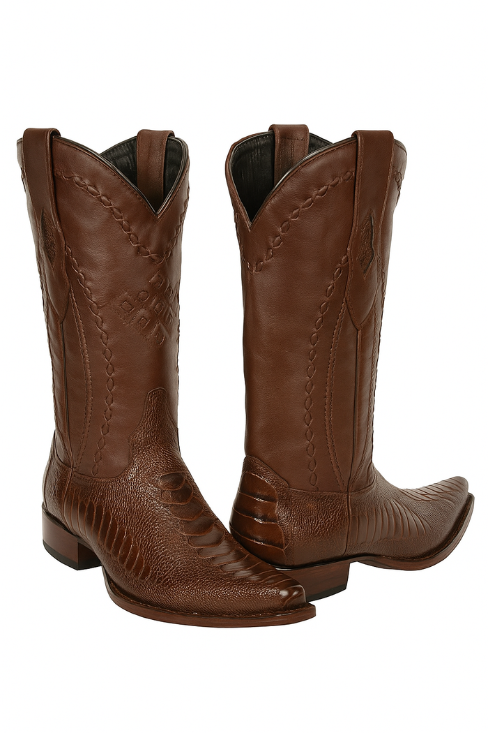 Ostrich Leg Cowboy Boots Snip Toe