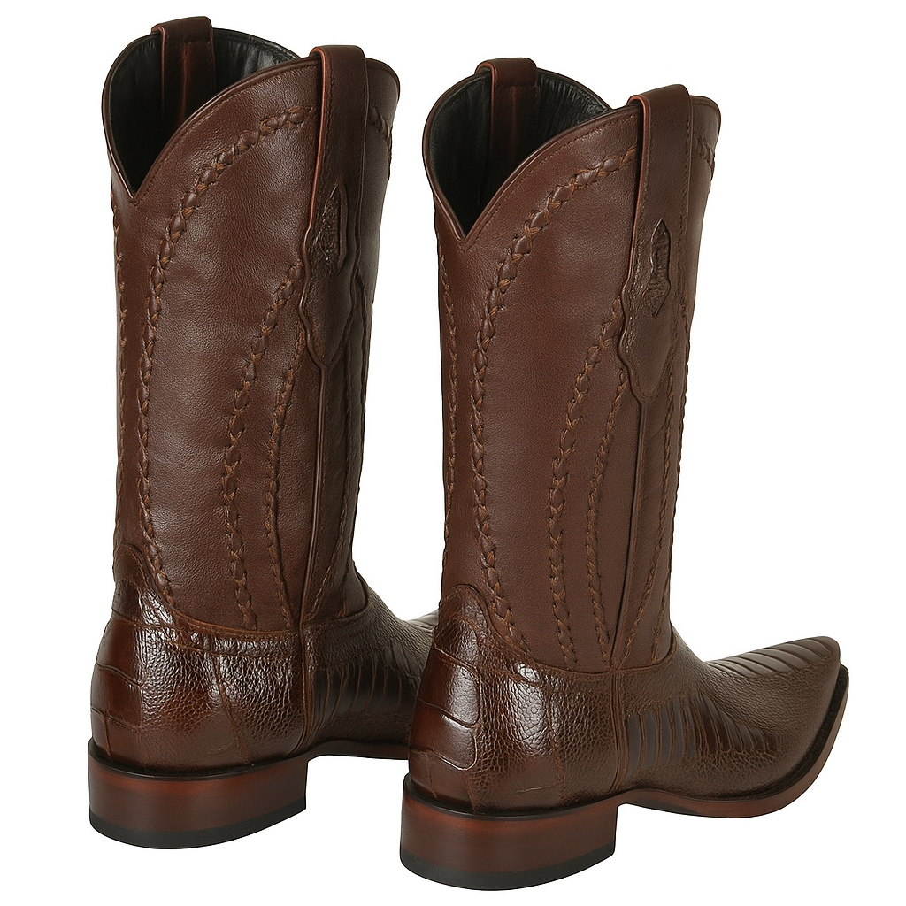 Ostrich Leg Cowboy Boots Snip Toe