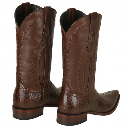 Ostrich Leg Cowboy Boots Snip Toe