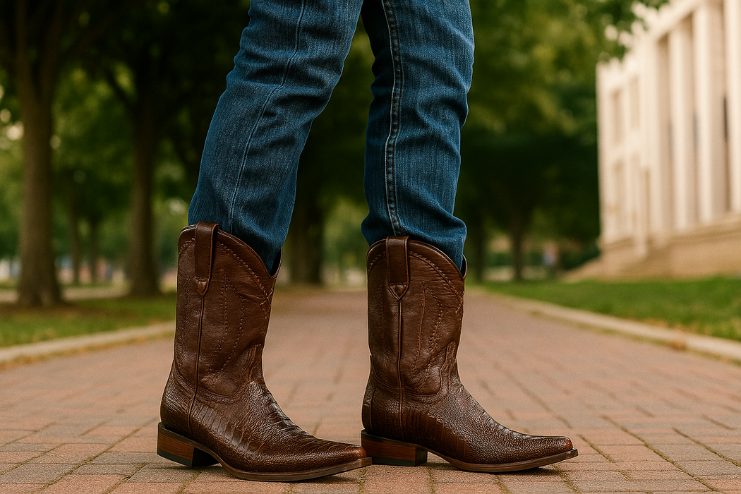 Ostrich Leg Cowboy Boots Snip Toe