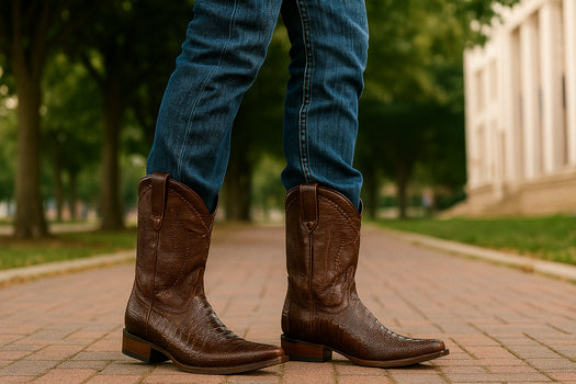 Ostrich Leg Cowboy Boots Snip Toe