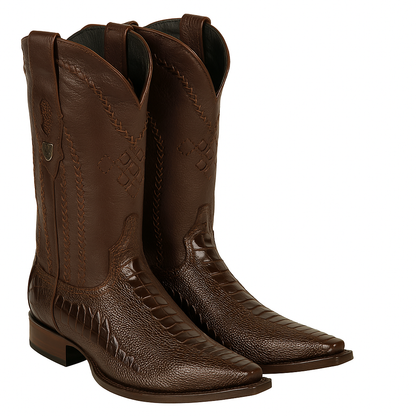 Ostrich Leg Cowboy Boots Snip Toe