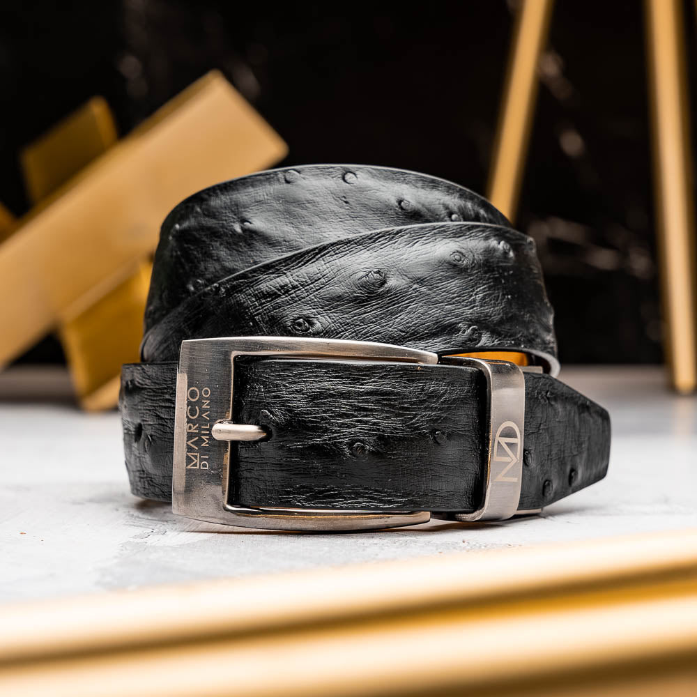 Marco Di Milano Domenico Belt: Luxury Black Leather Dress Shoe