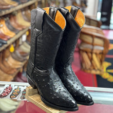 Black Ostrich Print Cowboy Boots J-Toe